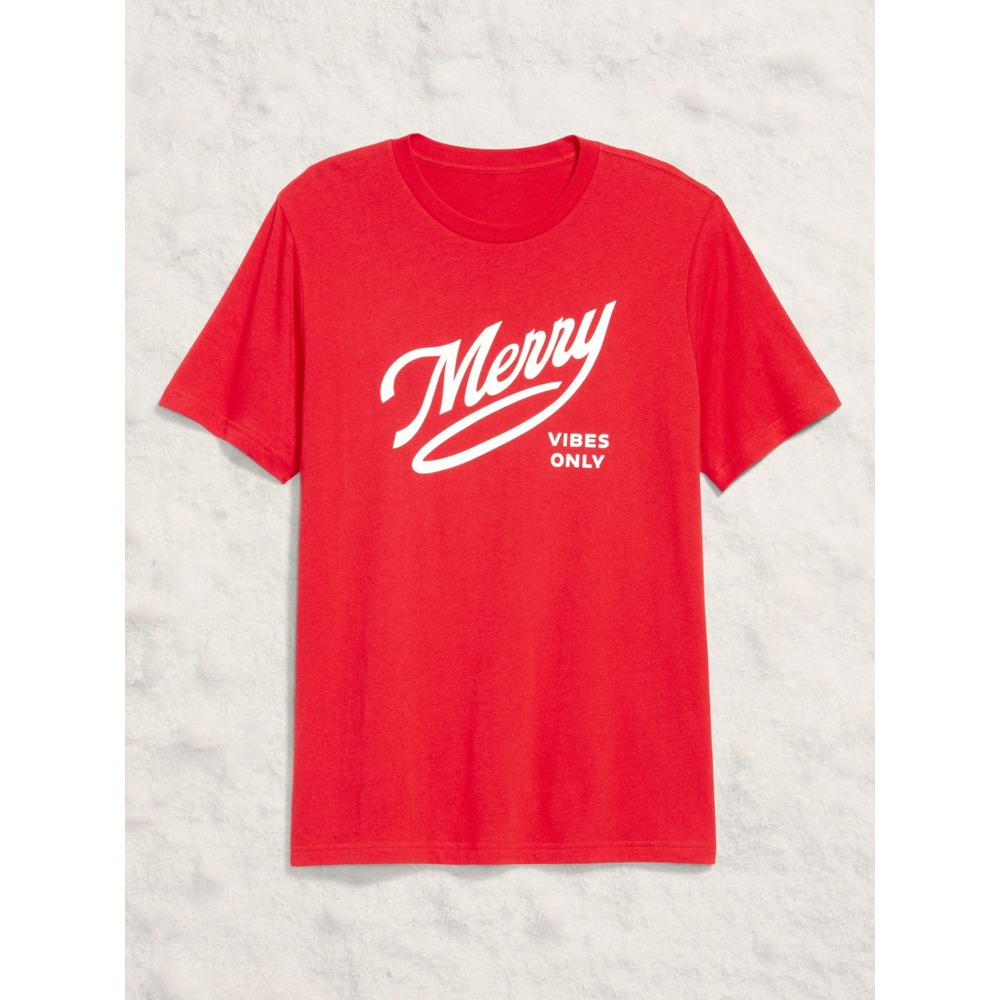 Holiday Christmas Graphic T-Shirt Women's XS Merry Vibes Only, Red, NWT
